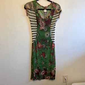 Vintage Jean Paul Gaultier Abstract Green Stripe Slip Dress